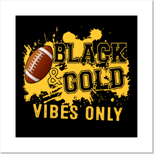 Black Gold Game Day For High School Football Group Fans Posters and Art